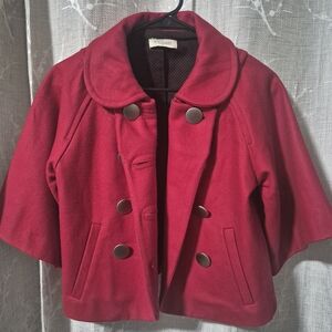 Elegant Scarlet Double-Breasted Pea Coat